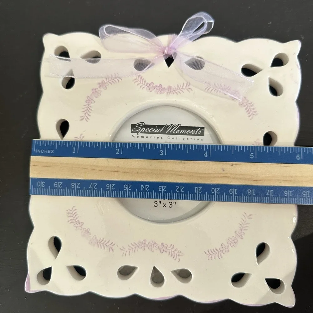 VTG New Ceramic Square Scalloped Picture Photo Frame 3x3